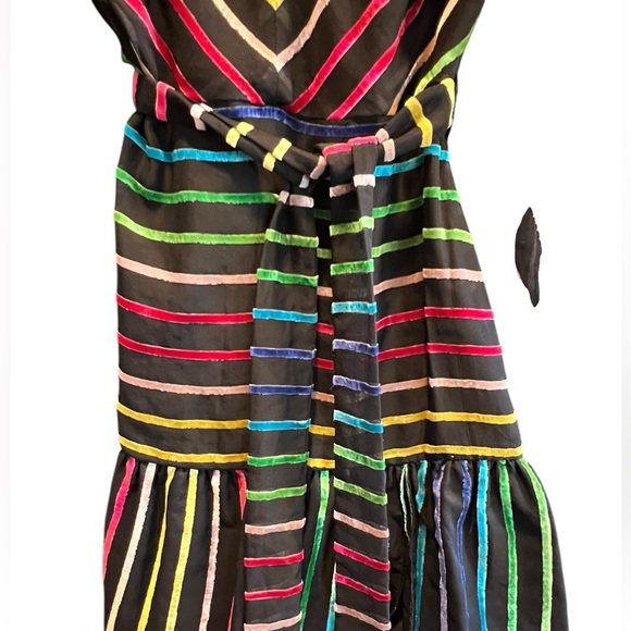 Amanda Uprichard Black Multicolor Striped Dress - Picture 7 of 12
